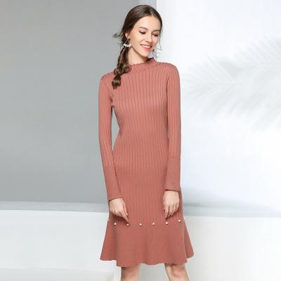 China Anti-Wrinkle Bottoming Sexy Long Sleeve Mid Length Above - Knee Autumn Winter Woman Casual Knit Sweater Dress for sale