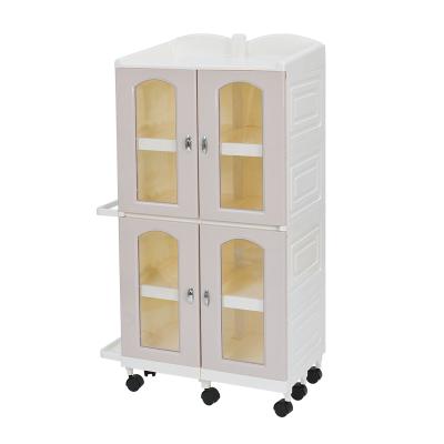 China Modern multifunctional plastic colorful bedroom small plastic storage cabinet with door for sale