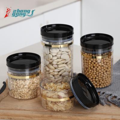 China Freshness Preservation Custom Color Round Plastic Cereal Food Storage Jars Containers Set for sale