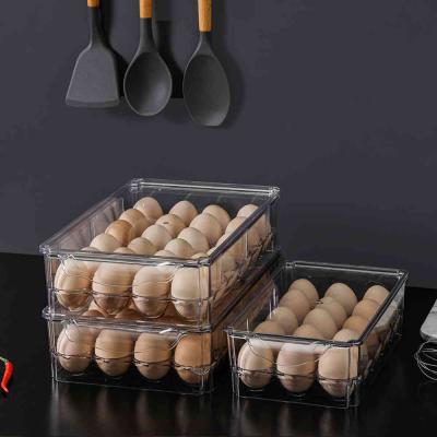 China High Quality Sustainable Freshness Preservation Tray Plastic Refrigerator Egg Storage Transparent Container for sale