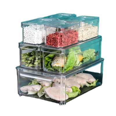 China Sustainable Home Use Pantry Food Storage Containers Clear Plastic Fridge Organizer for sale