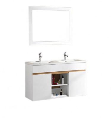 China CLASSIC Modern Wall Mounted White PVC Bathroom Cabinet Mirror Cabinet for sale