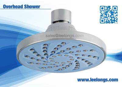 China Small Round Blue Abs Water Saving Overhead Shower Head For Hotel for sale