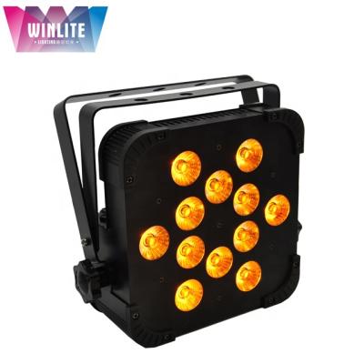 China Hotel Winlite 12x18w RGBWA+UV 6in1 Led Wireless DMX Battery Powered Square Flat Par for sale