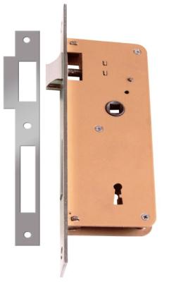 China 35-55mm Door Thickness Mortise Key Lock with Deadlatch in SN Finish for sale