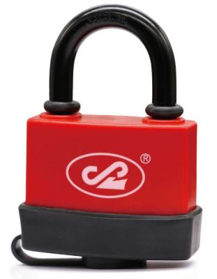 China High Security Padlock Curved Shape Plastic Waterproof Cover Steel Padlock (Soft Bottom Cover Style) for sale