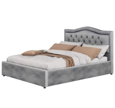 China Luxury Gray Velvet Upholstered Storage Bed For Hotel Bedroom for sale