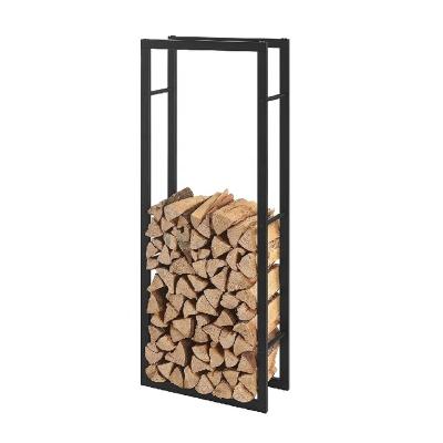 China Easy Assemble Firewood Rack Metal Size Various Black Power Coating Finish For Indoor And Outdoor Shelf Furniture for sale