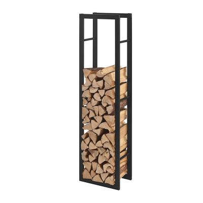 China Easy assemble furniture iron/indoor/outdoor metal tube with black power coated firewood rack for sale for sale