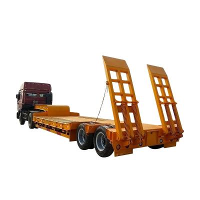 China Tri axle 4 axle lowboy lowbed trailer truck per axle semi trailer transport excavator equipment for sale