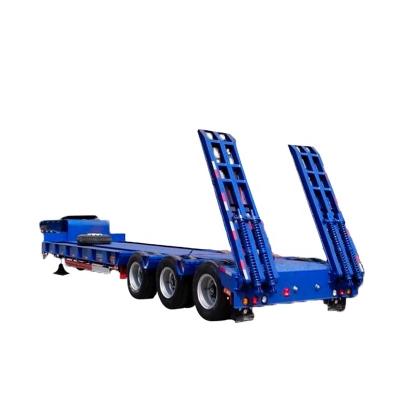 China Heavy Duty Mechanical Transport 3 Axles 60 Ton Drop Platform Front Loader Low Bed Semi Trailer Price for sale