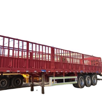 China Farm Axle Cattle Transport Agricultural Use Tri Stake Fence Semi Trailer For Sale for sale