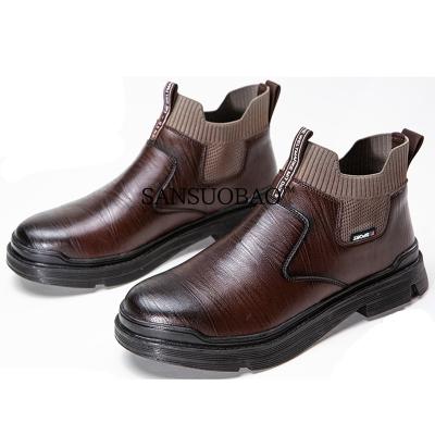 China 2021Four Waterproof Seasons Anti-mite Breathable Leather Breathable Puncture Bottom Safety Men Protective Shoes for sale