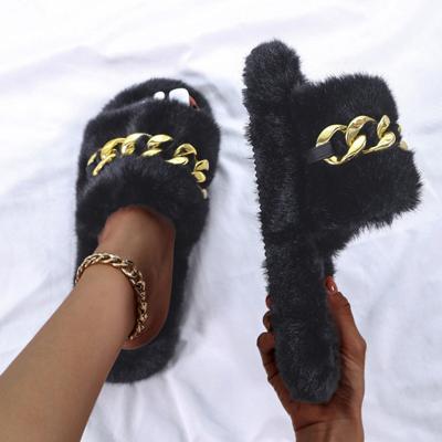 China Fashion trend wholesale fluffy women's slippers fur slippers flat bottom home sexy women's slippers for sale