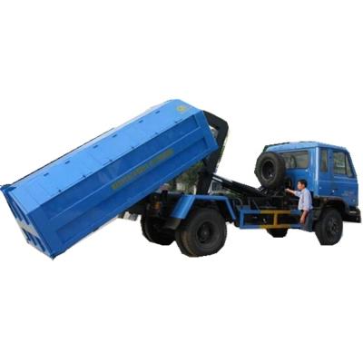 China lowest price 6 wheeler hook loader rear garbage truck container 10m3 6500x2500x2710mm for sale