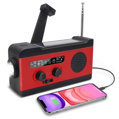 China Emergency PORTABLE Survival Power Bank Waterproof Flashlight AM Fm Solar Hand Crank Radio for sale