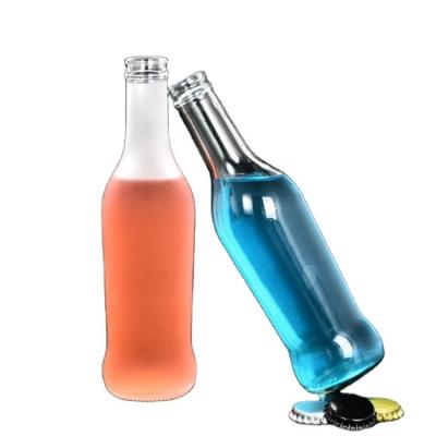 China Wholesale 275ml Beverage Clear / Frosted Glass Ice Brew Bottle With Crown Cap For Cocktail / Beer / Juice for sale