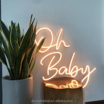 China Large Home Running Glass Silicone LED Lighting Letter Oh Baby Home Decorative Custom Neon Sign for sale