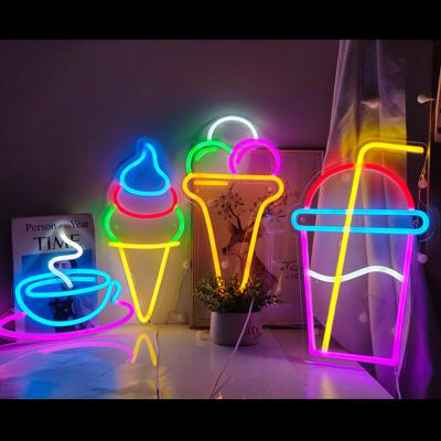 China Ice Cream Home Custom Outdoor Sign Led Sign Open Screen Neon Sign for sale