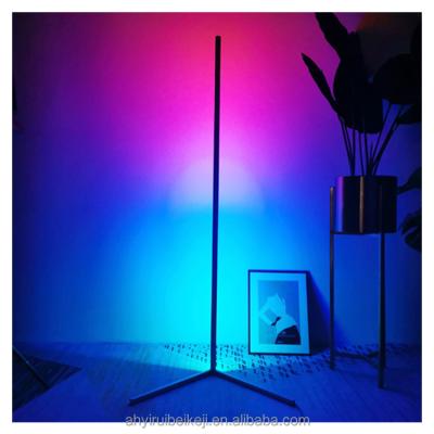 China 2022 Modern New Design Bedroom Graphite Simple Clear RGB Floor Color Changing Smallest Corner Minimum Bracket Floor Lamp for sale