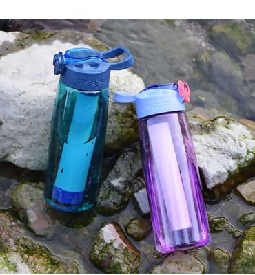 China Leak Proof Viable Sport Alkaline Bottle With Straw Carbon Water Filter Bottle for sale