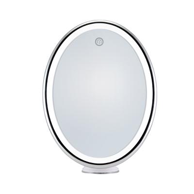 China 360-degree Rotation Oval Smart Touch Screen Mirror With Suction Cup Led Bathroom With 10X Magnifying for sale