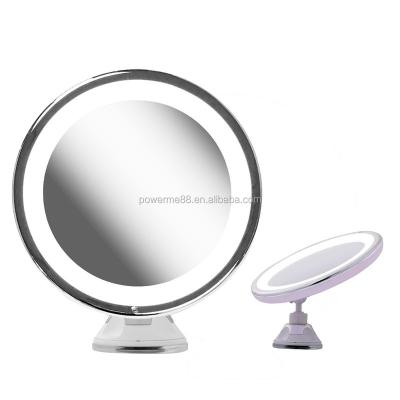 China Wall Mounted Mirror 7x Magnifying LED Lighted Bathroom Suction Cup Makeup Mirror for sale