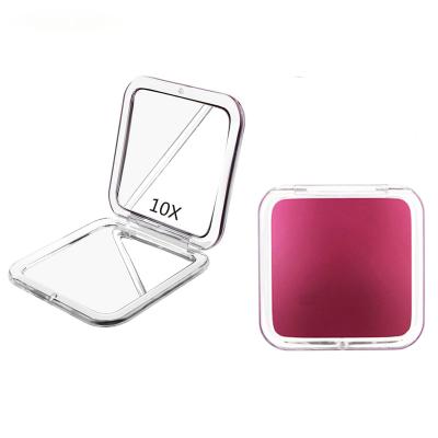 China Magnifying Square Compact Mirror , 1X / 10X Magnification Mirror Portable Travel Handbag Mirror for sale