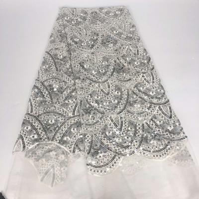 China Order bz013 High Quality Net Lace Fabrics African Embroidered White Tulle Lace Net Lace Fabrics For Dress Dress for sale