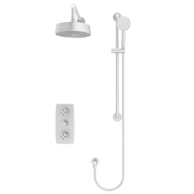 China With Slide Bar Shower Faucet Rain Shower Set Exposed Wall Mounted Shower Faucet for sale