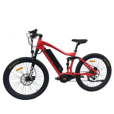 China Aluminum Alloy 27.5 Full Suspension Mid Drive Mountain Electric Bicycle for sale