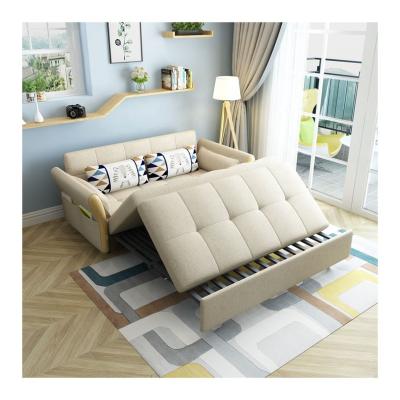 China Extended L Shape Sofa Cum Bed Solid Wood Three Seater Convertible Sofa Frame Portable Folding And Bed Living Room Furniture for sale