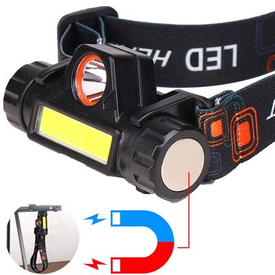 China Cxfhgy  USB Rechargeable Strong Light LED+COB Headlamp USB Charging with Magnet LED Headlamp 3W COB Q5 High Lumen Lithiu for sale