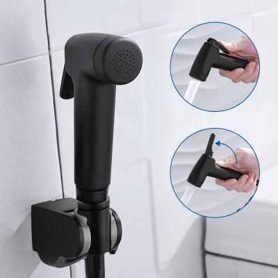 China Cxfhgy Black Handheld Bidet Toilet Sprayer ABS Hygiene Sprayer Set Baby Diaper Cloth Sprayers Bidet With Hose and Holder for sale