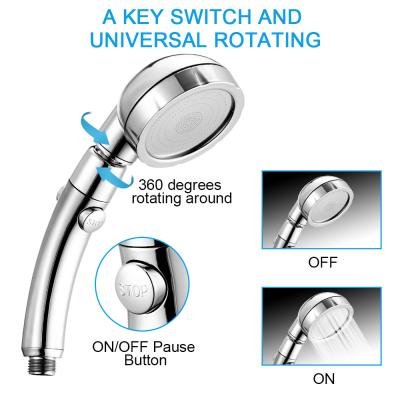 China Cxfhgy 360 degree rotatable 3 Modes shower head with Water Control Button High-pressure water-saving Rain shower waterin for sale