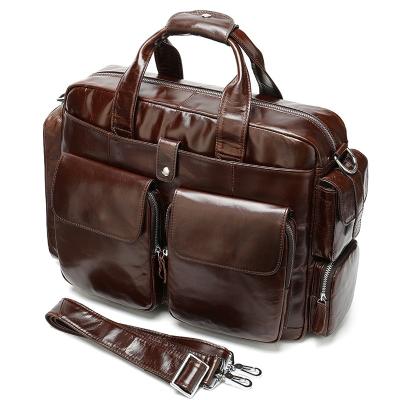 China High Quality Travel Tote Handbag Large Capacity Funny 14 Inch Business Office Laptop Bags Genuine Leather Briefcase For Men for sale