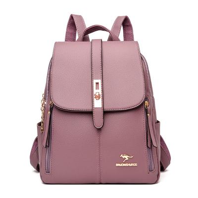 China 2022 New Design Vintage Bag Women Large Capacity Luxury High Quality Fashion Waterproof Leather Female School Bags Backpack for sale