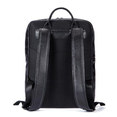 China Waterproof Customized Black Leather Bags Men Travel Rucksack Laptop Backpack 17 Inch for sale