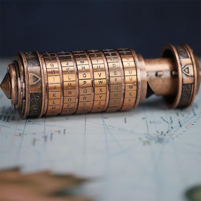 China Cylinder Shape Da Vinci Code Mini Cryptex Lock Puzzle Box with Hidden Compartments for Notes Paper Money Rings Jewelry for sale