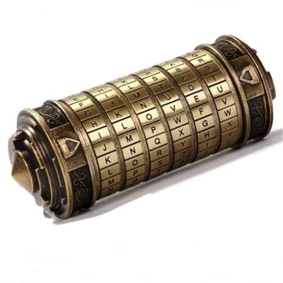 China Detachable Da Vinci Code Mini Cryptex Lock Puzzle Box with Hidden Compartments for Notes Paper Money Rings Jewelry for sale