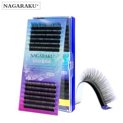 China NAGARAKU Soft Mink Eyelashes 0.07C Color Gradient Purple Color Ombre Individual Premium Natural Soft Blue False Eyelash Extensions 8-12mm for sale