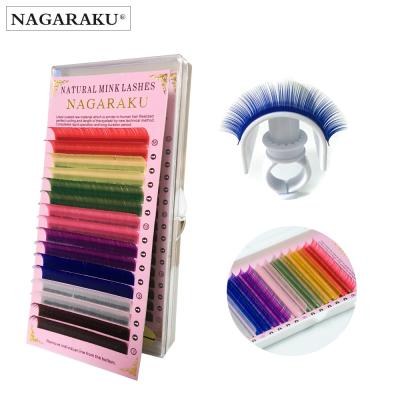 China Synthetic Hair Colors Rainbow Colored Eyelash Extension Faux Mink Color Eyelashes Eyelashes Eyelash Extension for sale