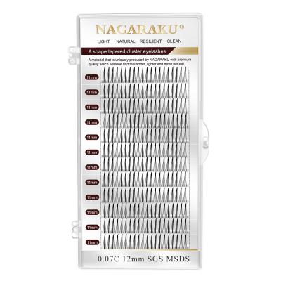 China NAGARAKU A Natural Shape Tapered Long Group Eyelash Extension Volume Fans Lashes Makeup Blister Faux Mink Eyelashes for sale