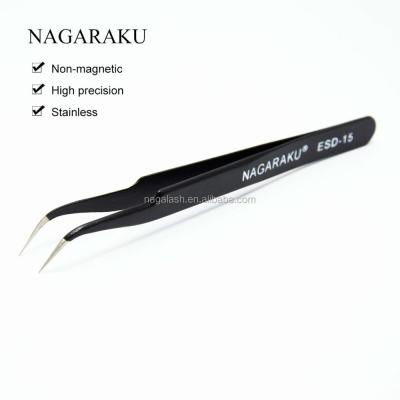 China NAGARAKU Stainless Steel Non Magnetic Eyelash Extension Tweezers False Eyelash Tweezers Private Label for sale