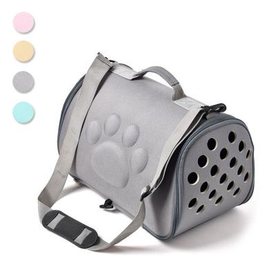 China Viable Portable Ventilation Pet Carrier Bag Breathable Foldable EVA Pet One Shoulder Handle Outdoor Bag for sale