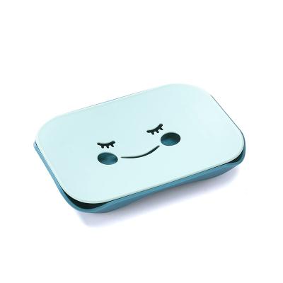 China Modern Creative Single Layer Plastic Soap Dish Cartoon No Trace Holder Bathroom Adhesive Soap Case for sale