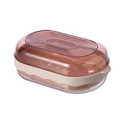 China Double-Layer Shape Fertilizer Drain Soap Holder Cute Modern Oval Shape Soap Box Household Plastic for sale