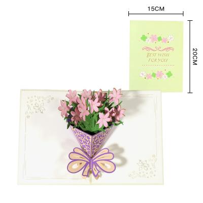 China Europe Wholesale 3D Bouquet Pop Card Mothers Gifts Mother's Day Birthday Card Thank You Birthday Handmade Card for sale