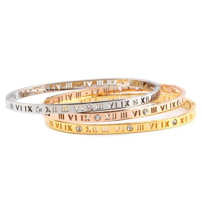 China Fashion Fashion Gold Plated Stainless Steel Bracelet Ladies Ring Roman Number Bangle & Bracelets for sale