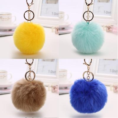 China Promotion Gift Wholesale Pom Pom Keychain Artificial Fur Ball Key Chain Accessories Car Fluffy Bag Charm Fur Pom Keychain for sale